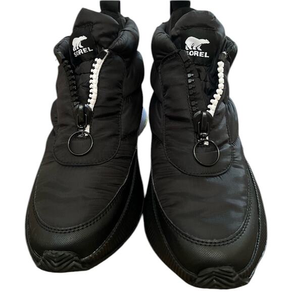 NWOT Women's Sorel Out N About III Puffy Zip Bootie in Black/White – Sz 9.5 - Picture 6 of 12